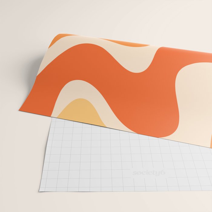 Retro Liquid Swirl Abstract Pattern Square Tangerine Orange Tones Wrapping Paper Gallery Image 2