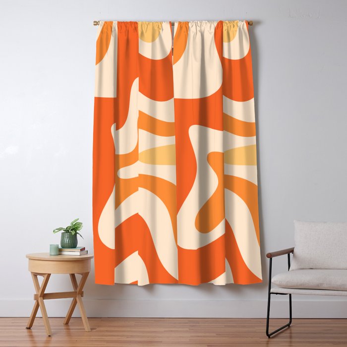 Retro Liquid Swirl Abstract Pattern Square Tangerine Orange Tones Window Curtain Gallery Image 5