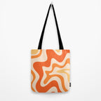 Retro Liquid Swirl Abstract Pattern Square Tangerine Orange Tones Tote Bag Gallery Image 2
