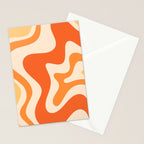 Retro Liquid Swirl Abstract Pattern Square Tangerine Orange Tones Stationery Card Gallery Image 2