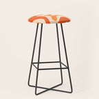 Retro Liquid Swirl Abstract Pattern Square Tangerine Orange Tones Stool Gallery Image 1