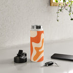 Retro Liquid Swirl Abstract Pattern Square Tangerine Orange Tones Water Bottle Gallery Image 4
