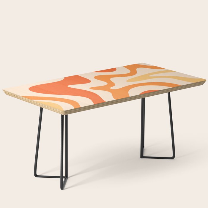 Retro Liquid Swirl Abstract Pattern Square Tangerine Orange Tones Coffee Table Gallery Image 1