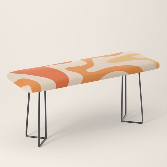 Retro Liquid Swirl Abstract Pattern Square Tangerine Orange Tones Bench Gallery Image 1