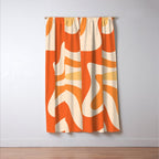 Retro Liquid Swirl Abstract Pattern Square Tangerine Orange Tones Window Curtain Gallery Image 3