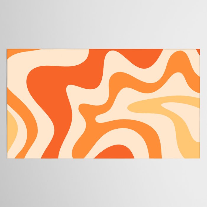 Retro Liquid Swirl Abstract Pattern Square Tangerine Orange Tones Tablecloth Gallery Image 2