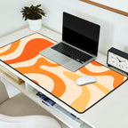 Retro Liquid Swirl Abstract Pattern Square Tangerine Orange Tones Desk Mat Gallery Image 2