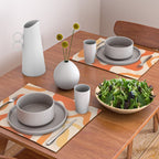 Retro Liquid Swirl Abstract Pattern Square Tangerine Orange Tones Placemat Gallery Image 2