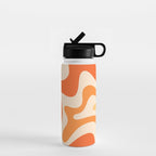 Retro Liquid Swirl Abstract Pattern Square Tangerine Orange Tones Water Bottle Gallery Image 1
