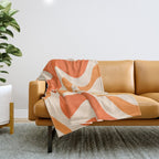 Retro Liquid Swirl Abstract Pattern Square Tangerine Orange Tones Throw Blanket Gallery Image 1