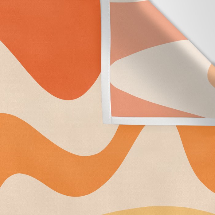 Retro Liquid Swirl Abstract Pattern Square Tangerine Orange Tones Wall Tapestry Gallery Image 3