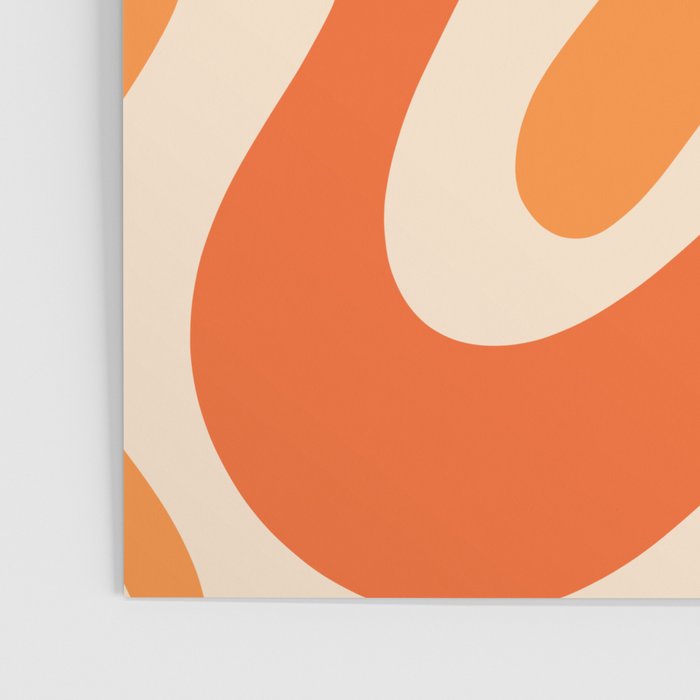 Retro Liquid Swirl Abstract Pattern Square Tangerine Orange Tones Poster Gallery Image 3