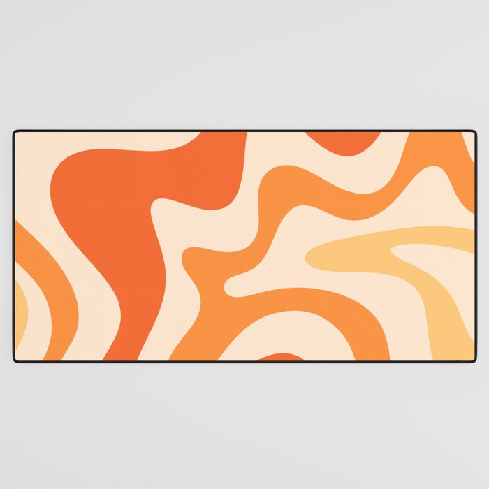 Retro Liquid Swirl Abstract Pattern Square Tangerine Orange Tones Desk Mat Gallery Image 3