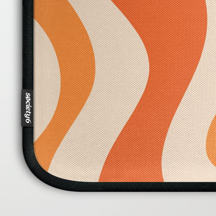 Retro Liquid Swirl Abstract Pattern Square Tangerine Orange Tones Laptop Sleeve Gallery Image 3