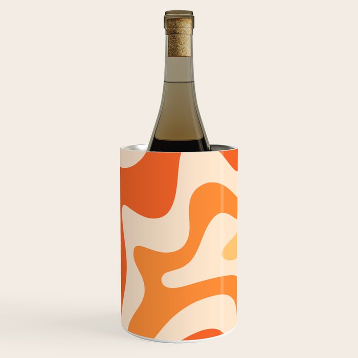 Retro Liquid Swirl Abstract Pattern Square Tangerine Orange Tones Wine Chiller Gallery Image 1