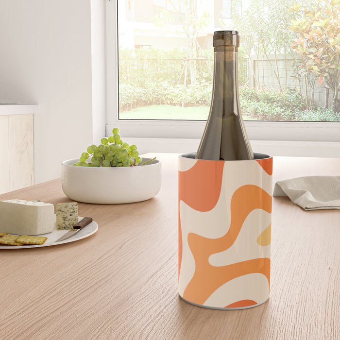 Retro Liquid Swirl Abstract Pattern Square Tangerine Orange Tones Wine Chiller Gallery Image 4