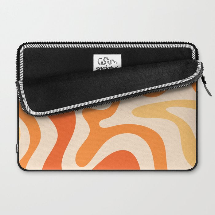 Retro Liquid Swirl Abstract Pattern Square Tangerine Orange Tones Laptop Sleeve Gallery Image 2
