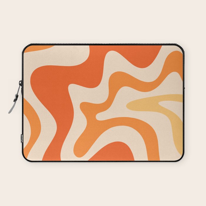 Retro Liquid Swirl Abstract Pattern Square Tangerine Orange Tones Laptop Sleeve Gallery Image 1