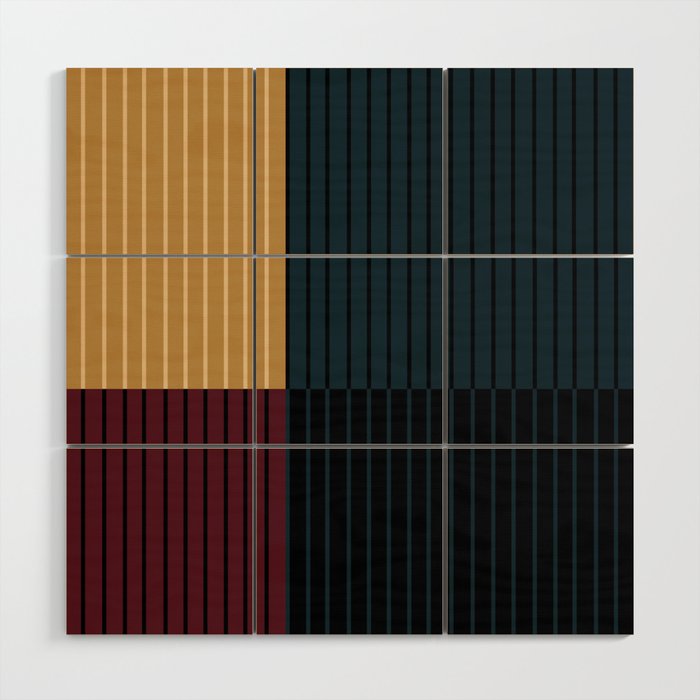 Color Block Line Abstract X Wood Wall Art Gallery Image 1