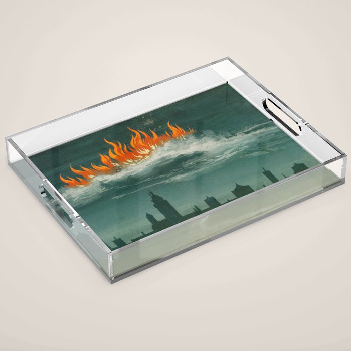 Heavenly fire over Augsburg  Augsburger Wunderzeichenbuch Himmelsfeuer uber Augsburg Acrylic Tray Gallery Image 1