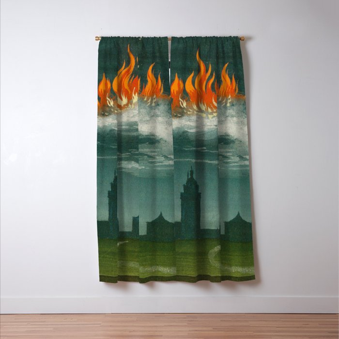 Heavenly fire over Augsburg  Augsburger Wunderzeichenbuch Himmelsfeuer uber Augsburg Window Curtain Gallery Image 3