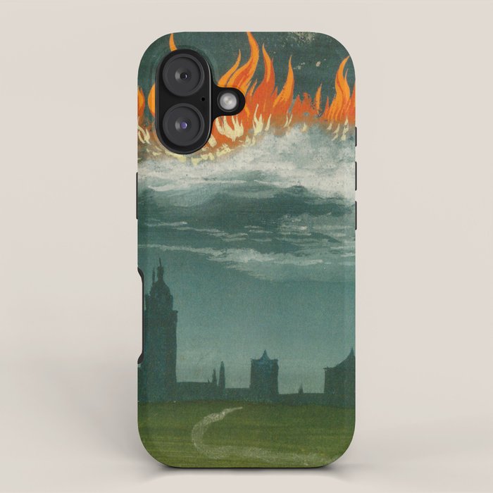 Heavenly fire over Augsburg  Augsburger Wunderzeichenbuch Himmelsfeuer uber Augsburg iPhone Case Gallery Image 1