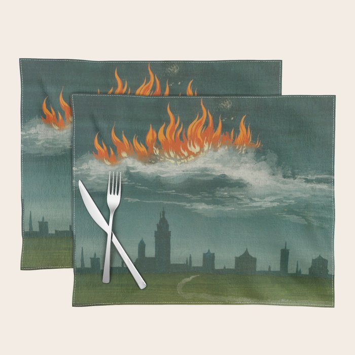 Heavenly fire over Augsburg  Augsburger Wunderzeichenbuch Himmelsfeuer uber Augsburg Placemat Gallery Image 1