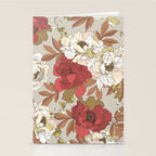 pattern lush red, beige and white peonies Stationery Card Gallery Image 2