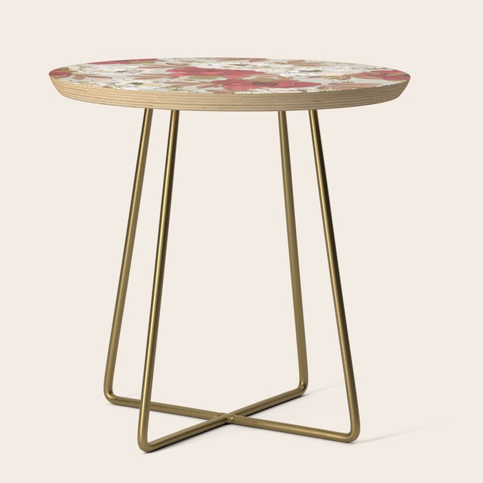 pattern lush red, beige and white peonies Side Table Gallery Image 1