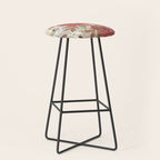pattern lush red, beige and white peonies Stool Gallery Image 1