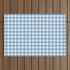 Gingham Check Pattern in Baby Blue and White Outdoor Rug Gallery Image 1