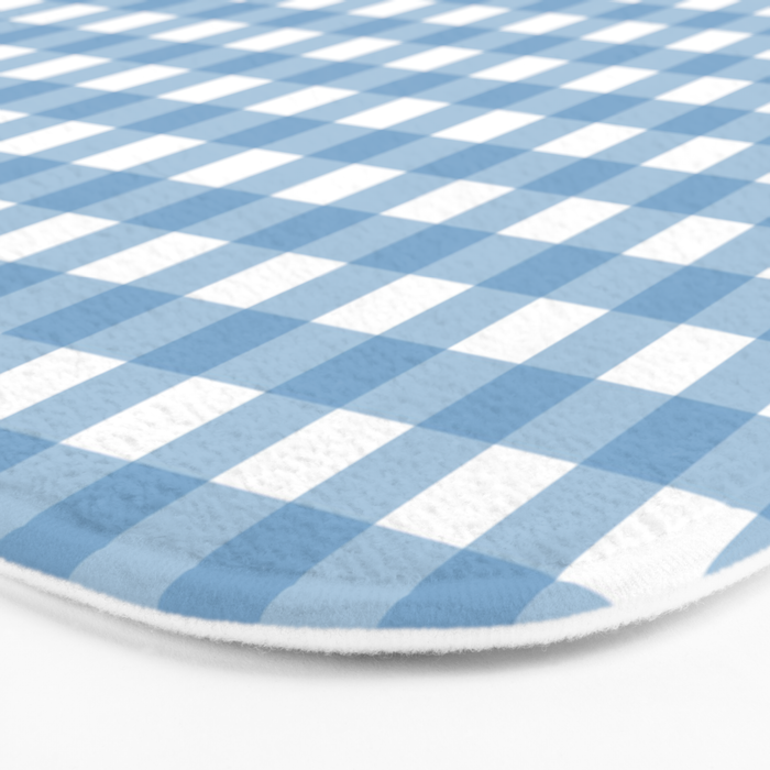 Gingham Check Pattern in Baby Blue and White Bath Mat Gallery Image 3