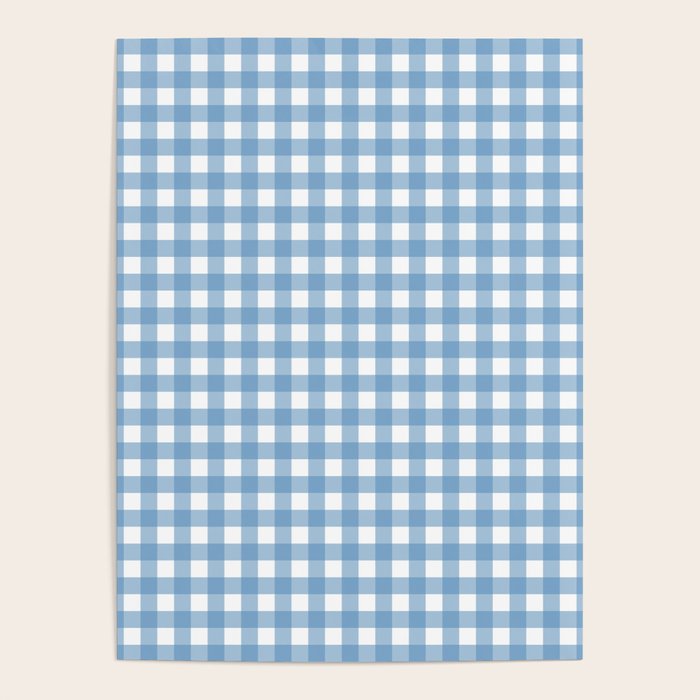 Gingham Check Pattern in Baby Blue and White Poster Gallery Image 4
