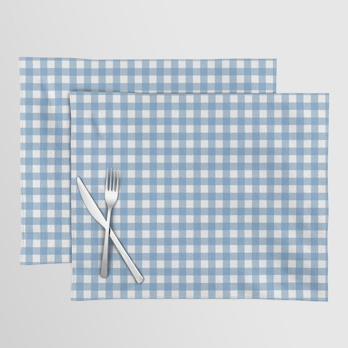 Gingham Check Pattern in Baby Blue and White Placemat Gallery Image 1