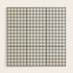Gingham Check Pattern in Baby Blue and White Wood Wall Art Gallery Image 1