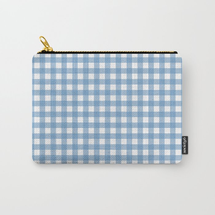 Gingham Check Pattern in Baby Blue and White Carry All Pouch Gallery Image 1