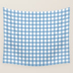 Gingham Check Pattern in Baby Blue and White Wall Tapestry Gallery Image 4