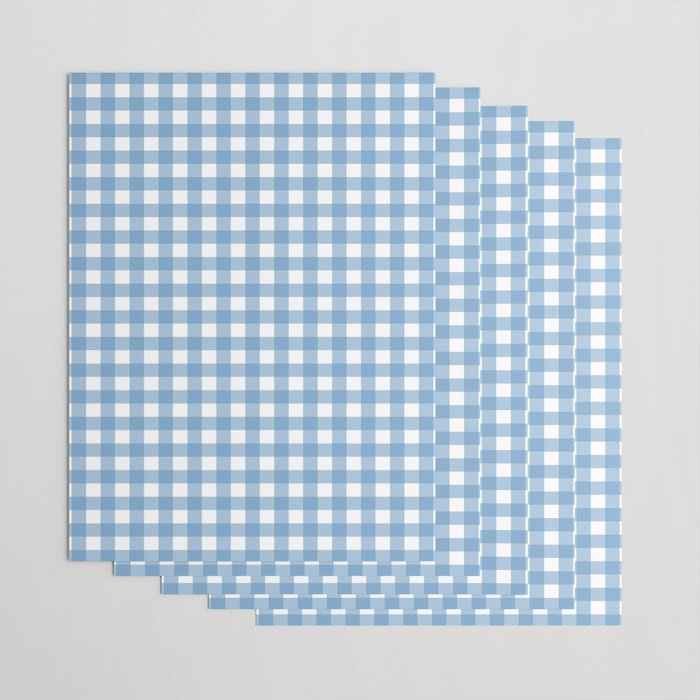Gingham Check Pattern in Baby Blue and White Wrapping Paper Gallery Image 3