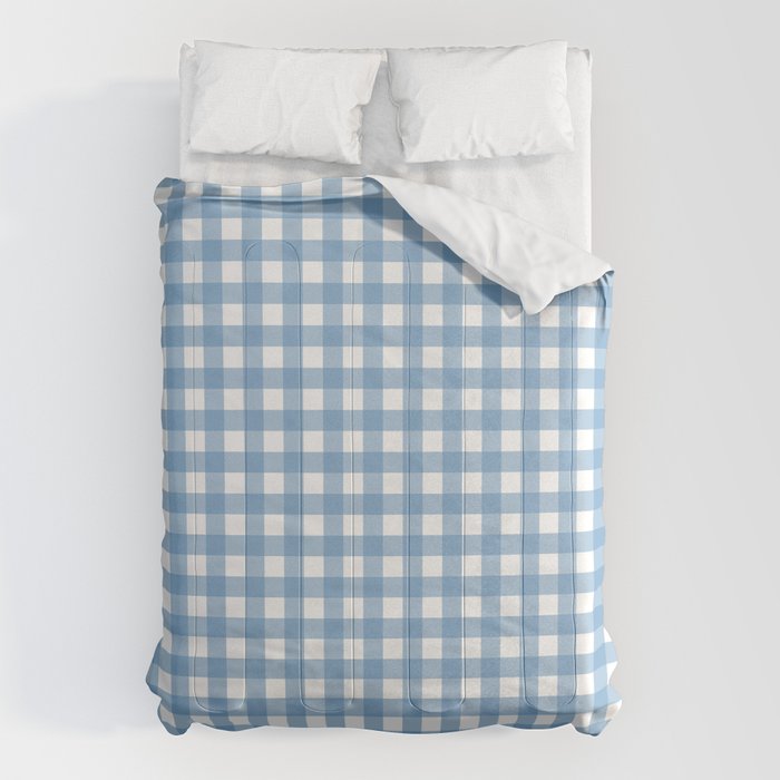 Gingham Check Pattern in Baby Blue and White Comforter Gallery Image 6