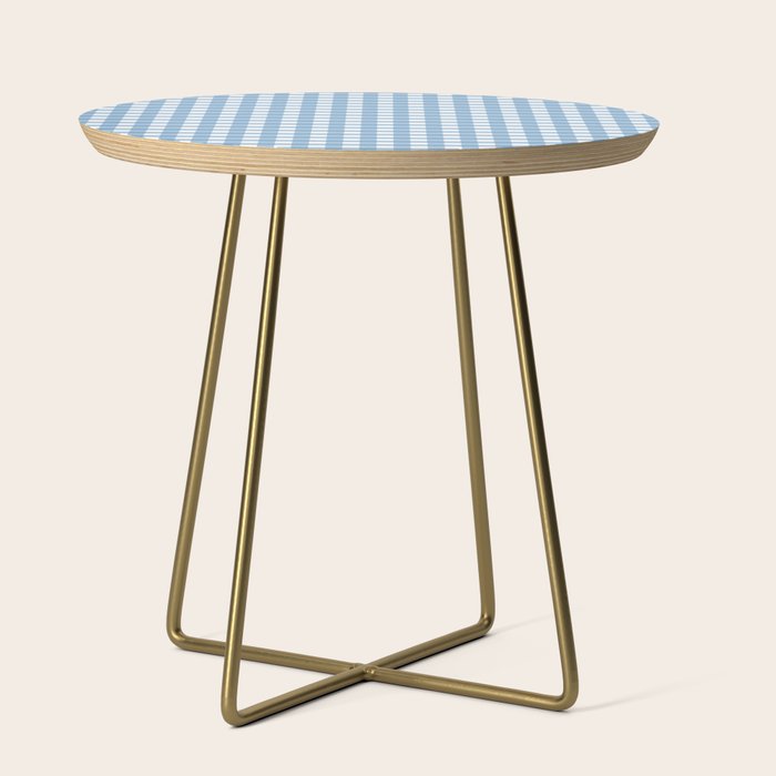 Gingham Check Pattern in Baby Blue and White Side Table Gallery Image 1