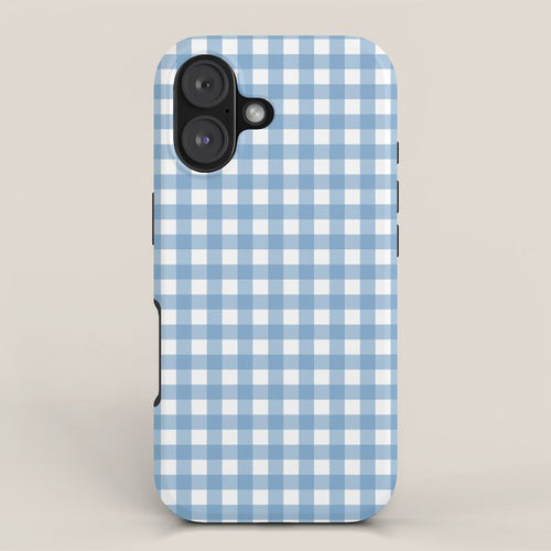 Gingham Check Pattern In Baby Blue And White Iphone Case Gallery Image 1