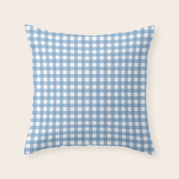 Gingham Check Pattern in Baby Blue and White Throw Pillow Gallery Image 6