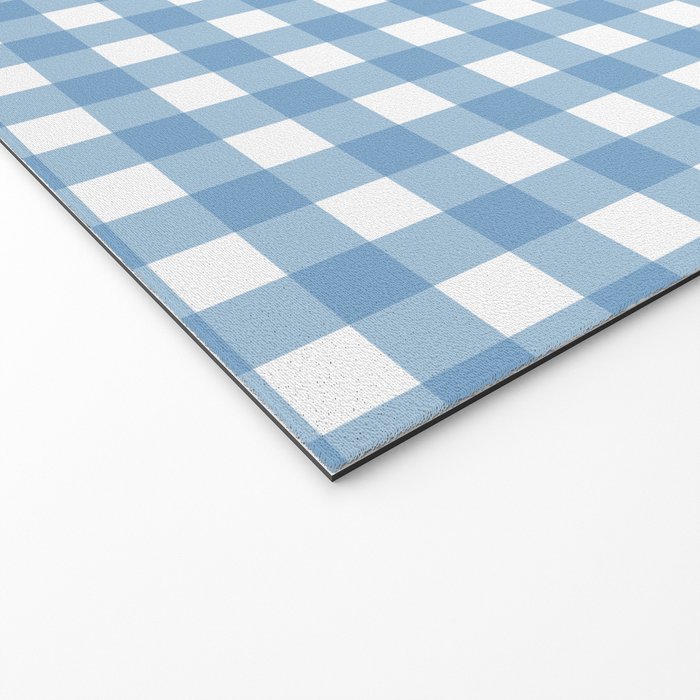 Gingham Check Pattern in Baby Blue and White Welcome Mat Gallery Image 2