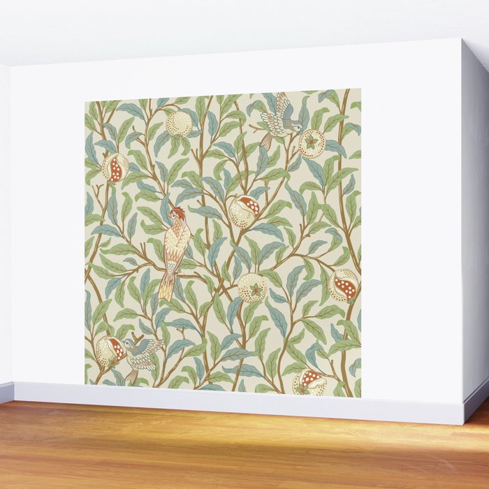 William Morris Enchanted Bird & Pomegranate Cream Pattern Wall Mural Gallery Image 2