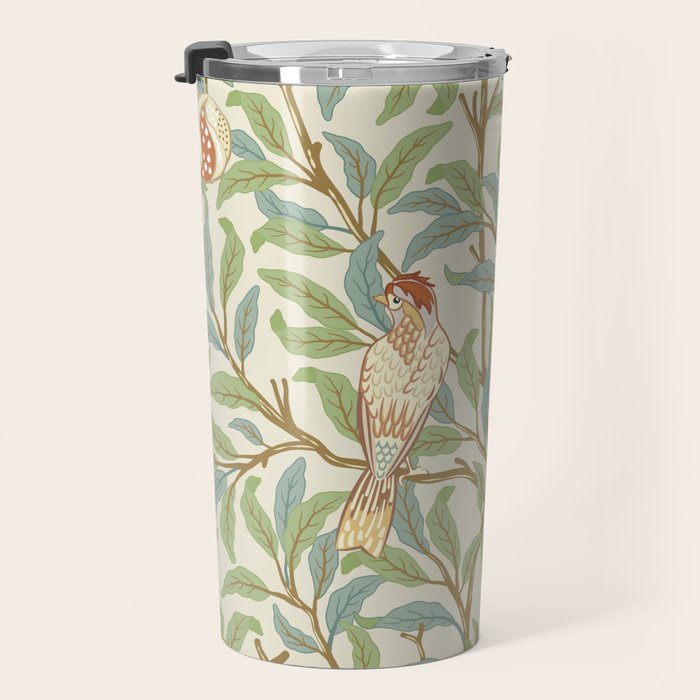 William Morris Enchanted Bird & Pomegranate Cream Pattern Travel Mug Gallery Image 3