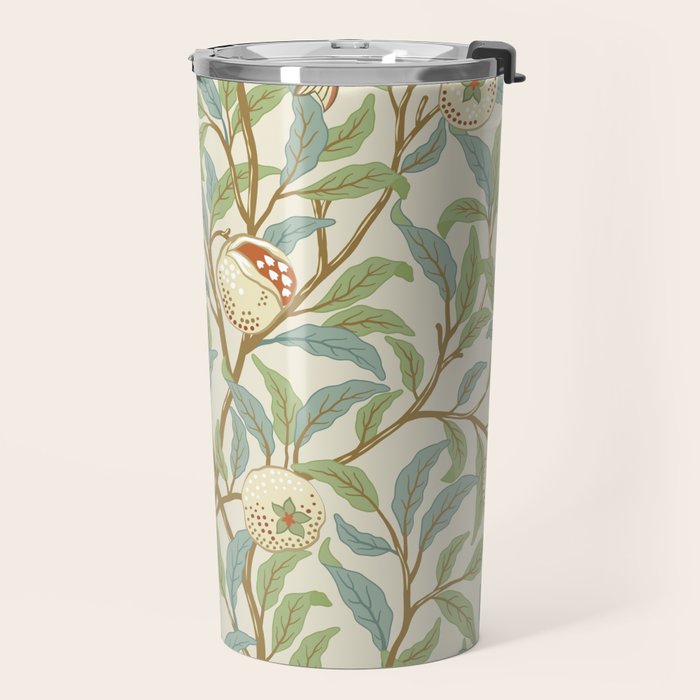 William Morris Enchanted Bird & Pomegranate Cream Pattern Travel Mug Gallery Image 2