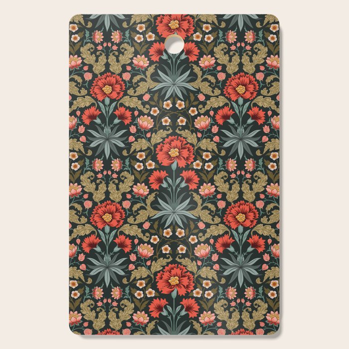 Victorian Carnation in Moody Red and Green Cutting Board Gallery Image 1