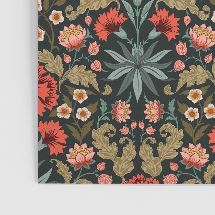 Victorian Carnation in Moody Red and Green Poster Gallery Image 3