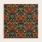 Victorian Carnation in Moody Red and Green Wood Wall Art Gallery Image 1