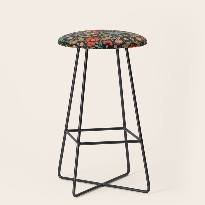 Victorian Carnation in Moody Red and Green Stool Gallery Image 1